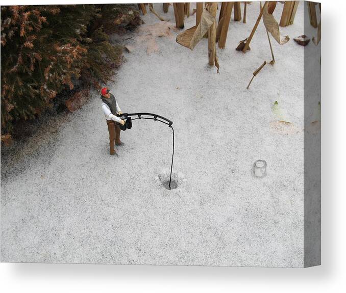 Toy Ice Fishing Canvas Print featuring the photograph Toy Ice Fishing #6 by Digital Art Cafe