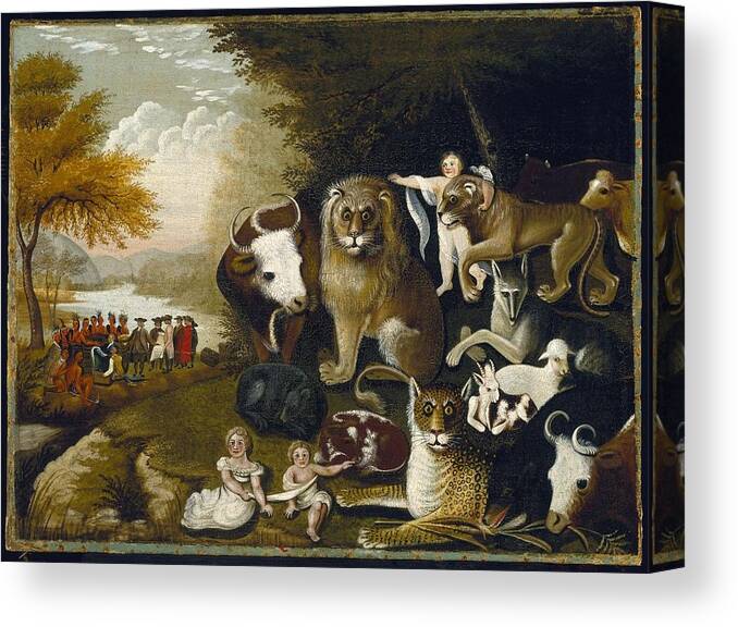 Edward Hicks (american Canvas Print featuring the painting The Peaceable Kingdom by MotionAge Designs