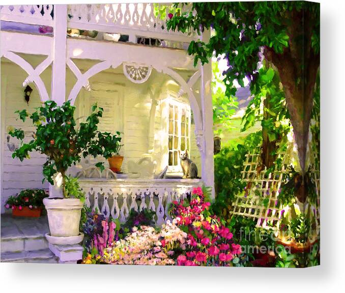 Porch Canvas Print featuring the painting A Key West Porch by David Van Hulst