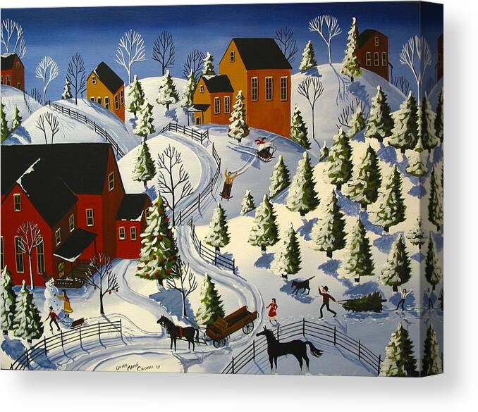 Landscape Canvas Print featuring the painting A Magical Winter's Day by Debbie Criswell