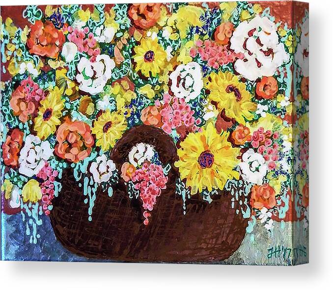Flowers Canvas Print featuring the painting A Tisket A Tasket by Jean Haynes