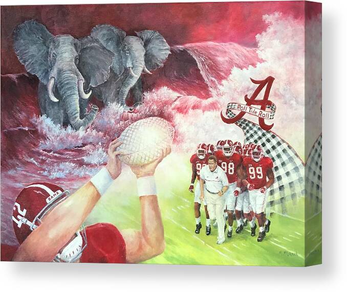 Alabama Canvas Print featuring the painting Roll Tide Legacy by ML McCormick