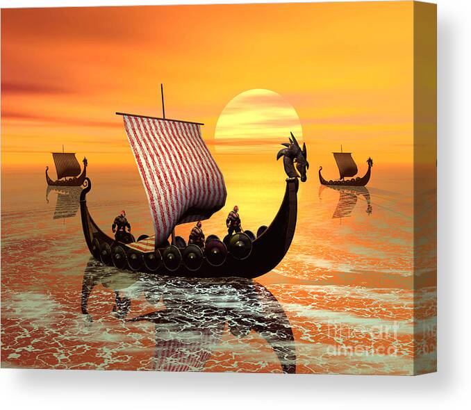 The Vikings Are Coming Canvas Print featuring the digital art The vikings are coming by John Junek