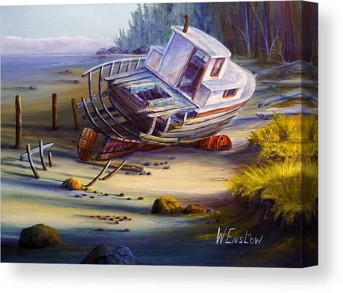 Seascape Canvas Print featuring the painting Abandoned by Wayne Enslow