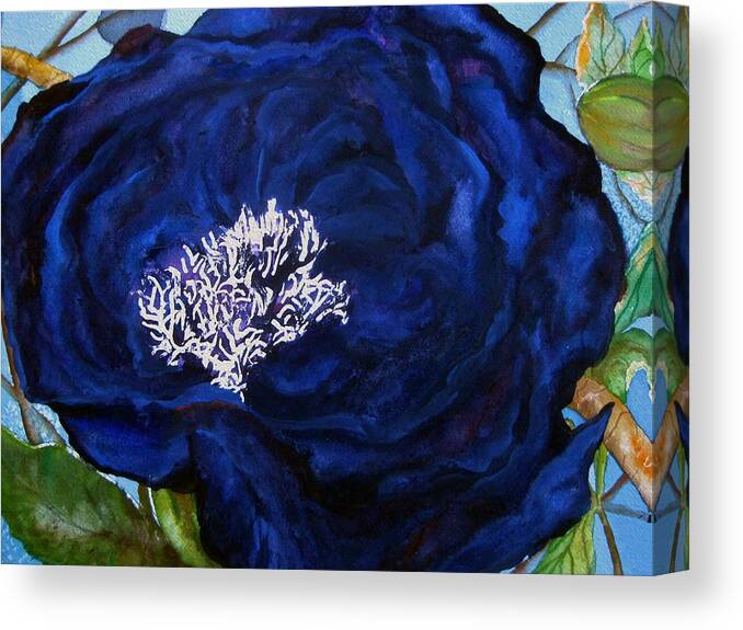Flower Canvas Print featuring the painting Abstract Blue by Lil Taylor