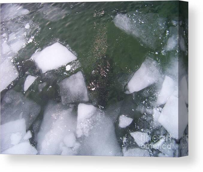 Ice Canvas Print featuring the photograph Abstract ice by Deb Stroh-Larson