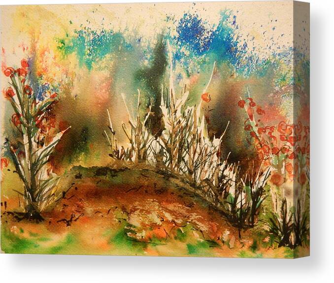 Brusho Canvas Print featuring the painting Abstract Landscape by Betty-Anne McDonald