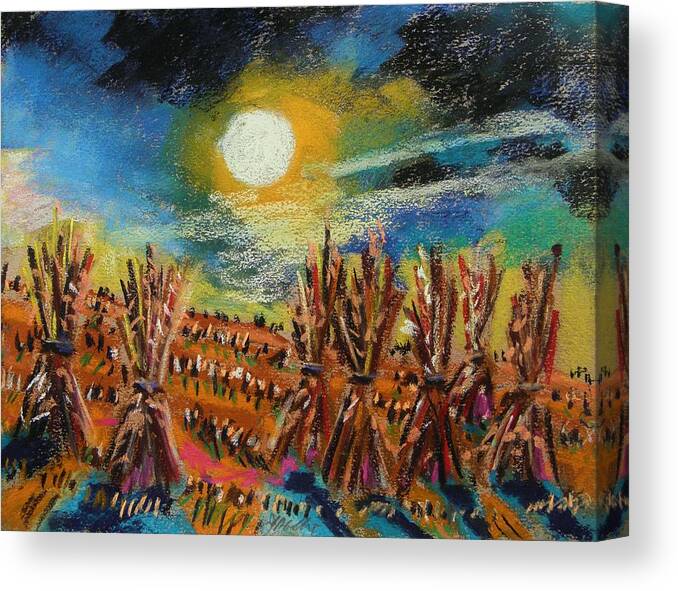Moon Canvas Print featuring the painting After Harvest Night by John Williams