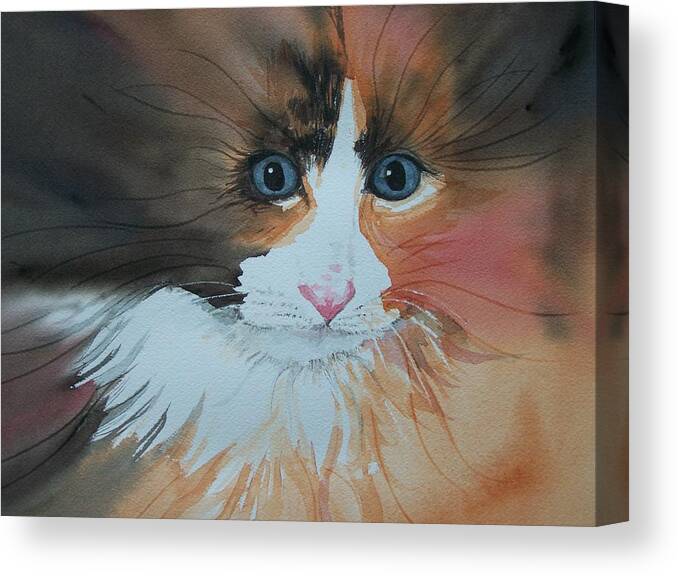 Watercolor Canvas Print featuring the painting Ali Cat Abstract by Lynn Babineau