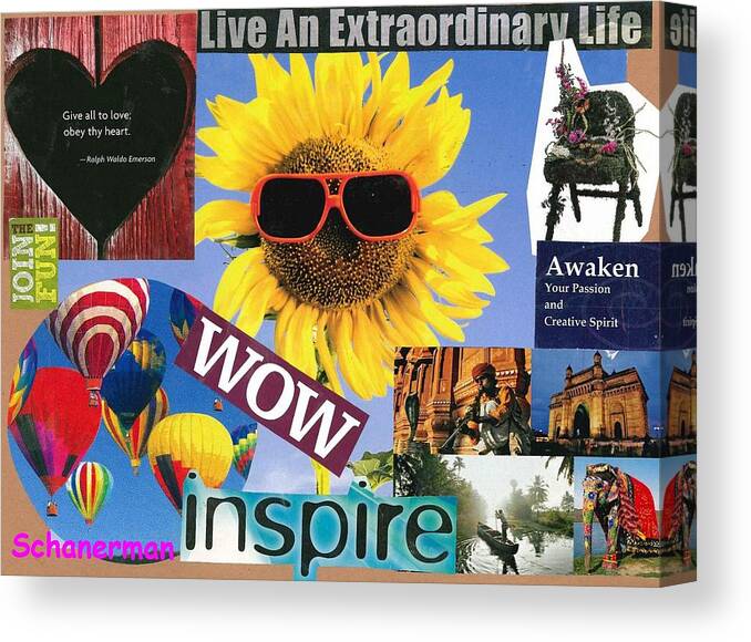 Collage Art Canvas Print featuring the mixed media All of Life Can Inspire by Susan Schanerman