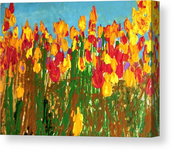 Yellow Canvas Print featuring the painting All of the Flowers by Aimee Bruno