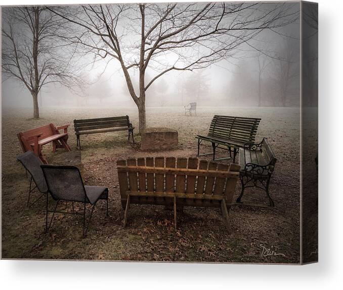 Benches Canvas Print featuring the photograph All That's Left by Peggy Dietz