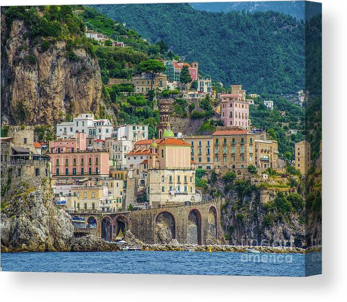 Amalfi Town Canvas Print featuring the photograph Amalfi-Amalfi Coast by Maria Rabinky