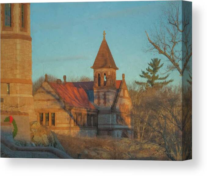 Lanscape Canvas Print featuring the painting Ames Free Library at Solstice by Bill McEntee