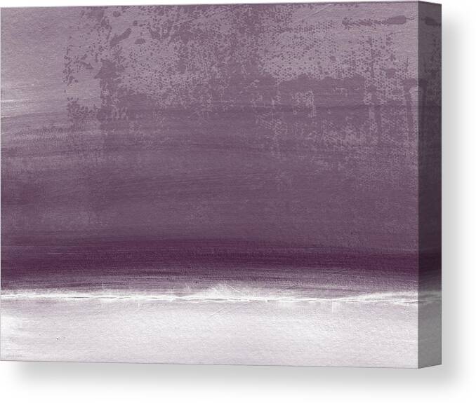 Beach Canvas Print featuring the painting Amethyst Shoreline- Abstract art by Linda Woods by Linda Woods