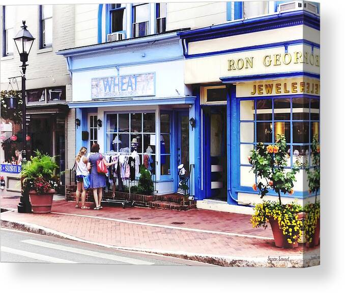 Annapolis Canvas Print featuring the photograph Annapolis MD - Shopping on Main Street by Susan Savad