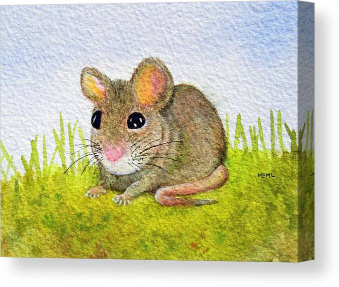 Owl Canvas Print featuring the painting Ann's Mouse by Mary Ellen Mueller Legault
