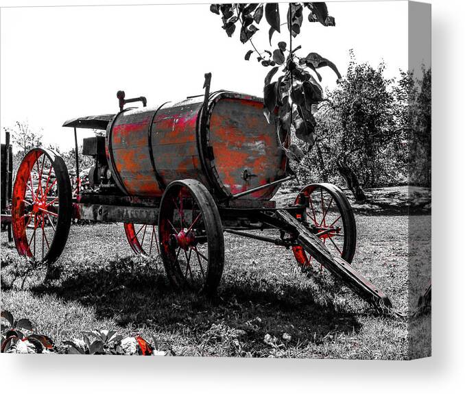 Antique Canvas Print featuring the photograph Antique carriage with sprayer pump by Cristina Stefan
