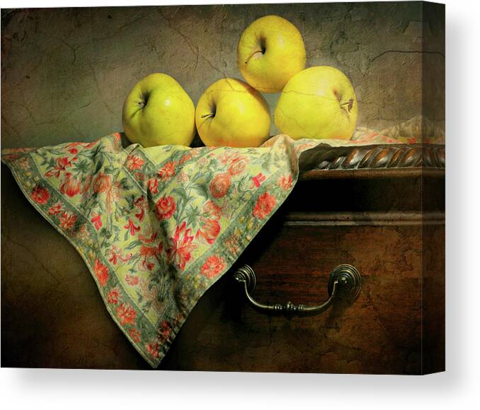 Still Life Canvas Print featuring the photograph Apple Cloth by Diana Angstadt