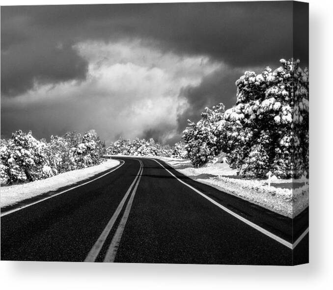 2 Pid Monochrome Open Canvas Print featuring the photograph Arizona Snow by Gregory Daley MPSA