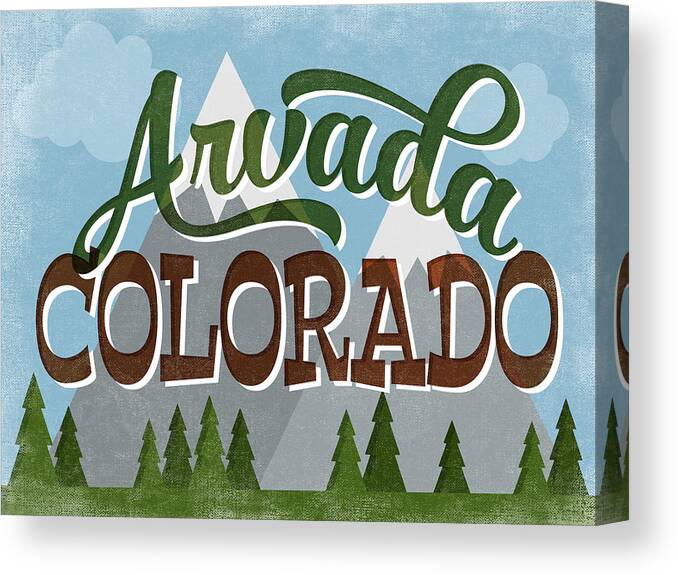 Arvada Canvas Print featuring the digital art Arvada Colorado Snowy Mountains	 by Flo Karp