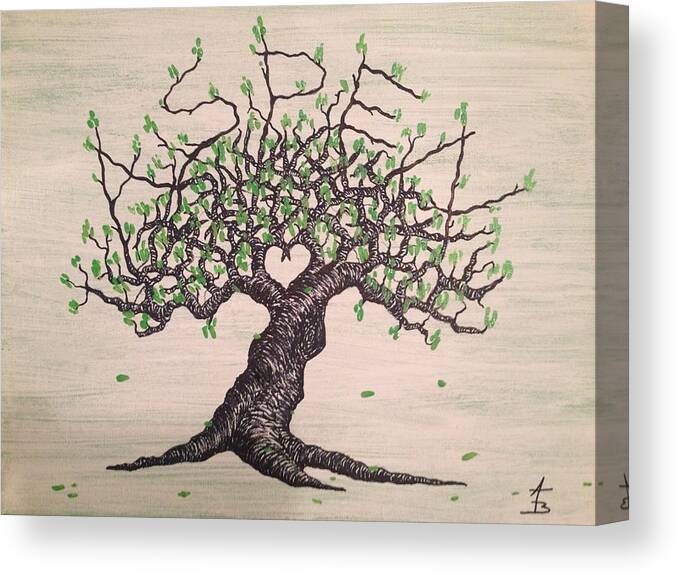 Aspen Canvas Print featuring the drawing Aspen Love Tree by Aaron Bombalicki