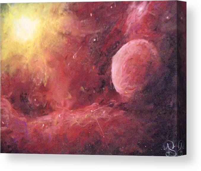 Chromatic Sunset Canvas Print featuring the painting Astro Awakening by Jen Shearer