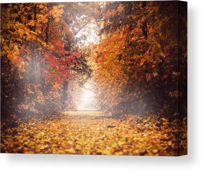 Autumn Mist Canvas Print featuring the mixed media Autumn Mist by Georgiana Romanovna