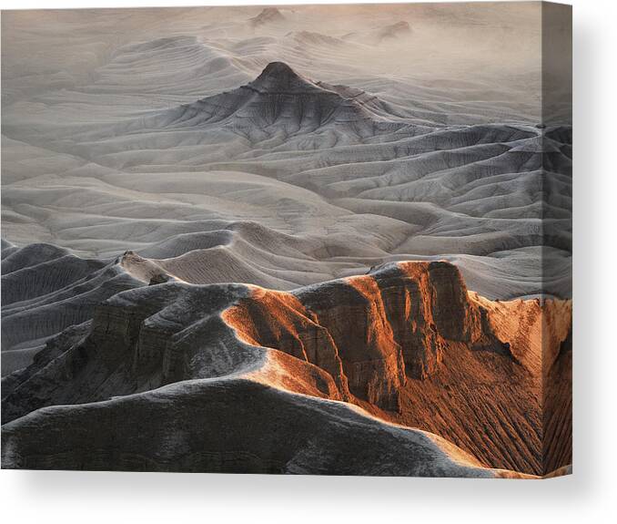 Utah Canvas Print featuring the photograph Badlands Fog by Emily Dickey