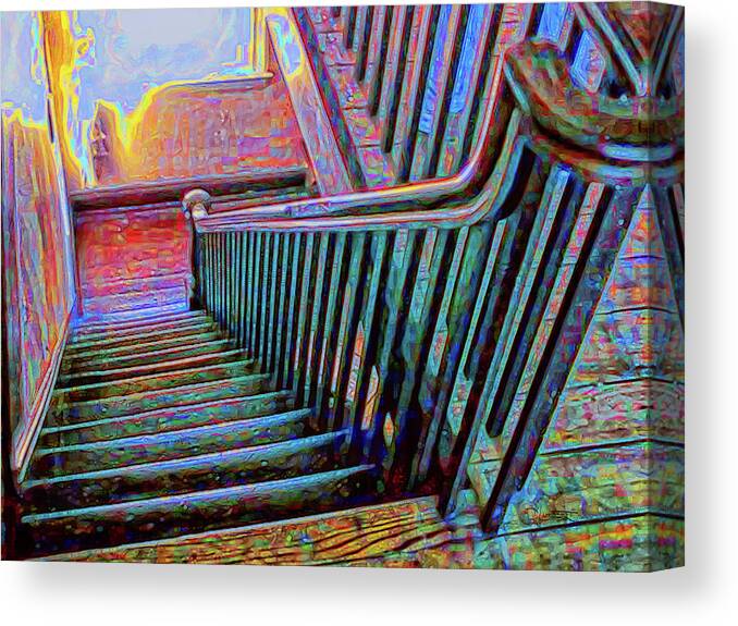 Stairs Canvas Print featuring the photograph Bannister by David Luebbert