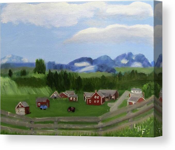 Alberta Canvas Print featuring the painting Bar U Ranch by Linda Feinberg