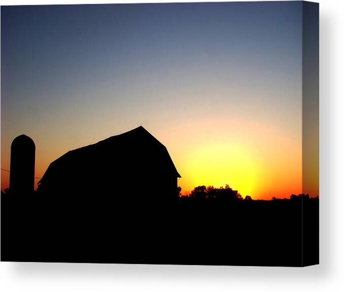 Sunset Canvas Print featuring the photograph Barn Silhouette by Todd Zabel