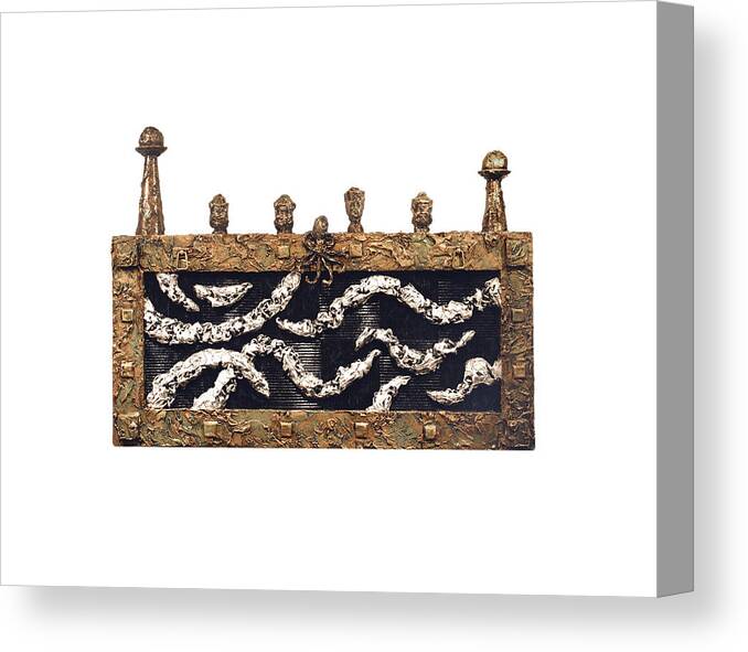 Found Objects Canvas Print featuring the mixed media Barrier by Christopher Schranck