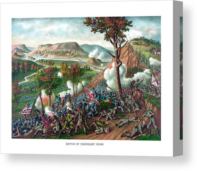 Civil War Canvas Print featuring the painting Battle of Missionary Ridge by War Is Hell Store