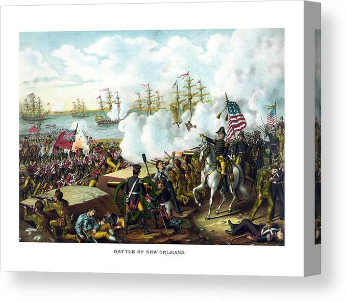 Andrew Jackson Canvas Print featuring the painting Battle of New Orleans by War Is Hell Store