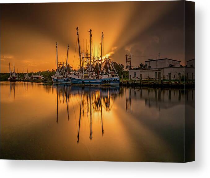 Sunset Canvas Print featuring the photograph Bayou Sunset Glory by Brad Boland
