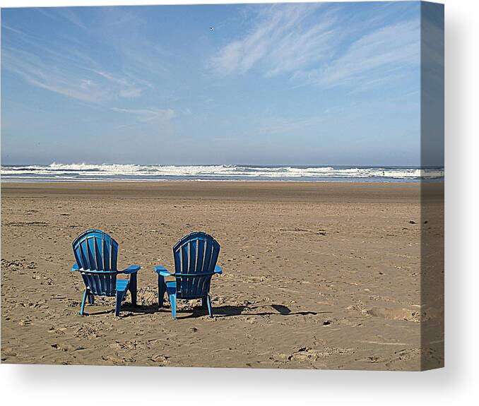Beach Canvas Print featuring the photograph Beach Chair Pair by Suzy Piatt