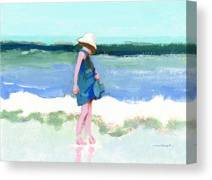 Beach Girl Canvas Print featuring the painting Beach Girl by J Reifsnyder