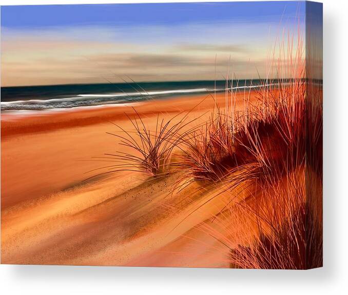 Anthony Fishburne Canvas Print featuring the digital art Beach sand dunes by Anthony Fishburne