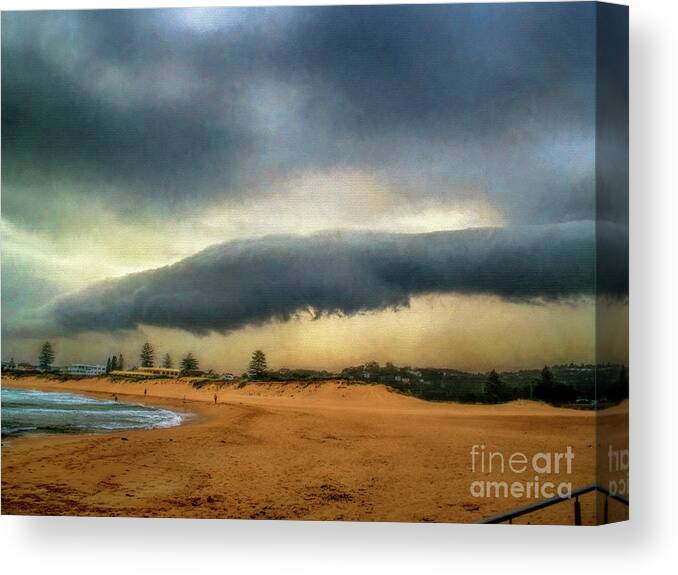 Beach Storm At Sunset Canvas Print featuring the photograph Beach Storm at Sunset by Kaye Menner by Kaye Menner