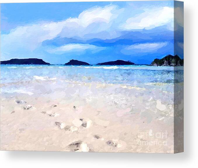 Anthony Fishburne Canvas Print featuring the digital art Beach walk by Anthony Fishburne