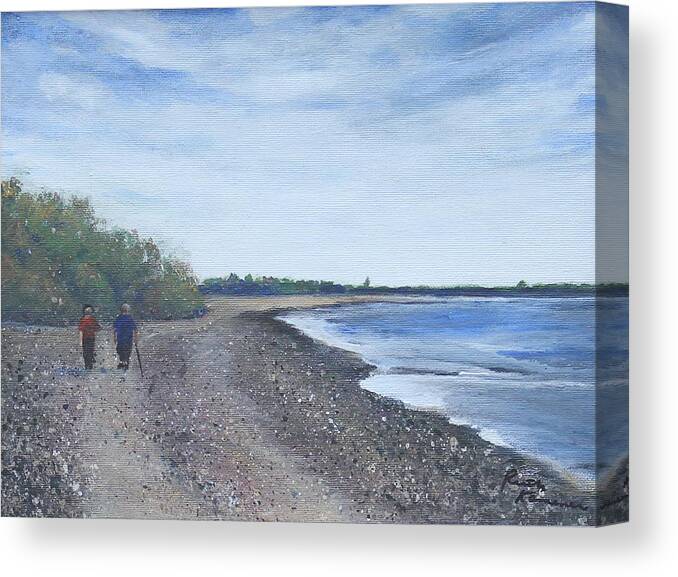 Beach Canvas Print featuring the painting Beachcombers by Ruth Kamenev