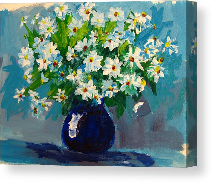 Daisies Canvas Print featuring the painting Beautiful Daisies by Patricia Awapara