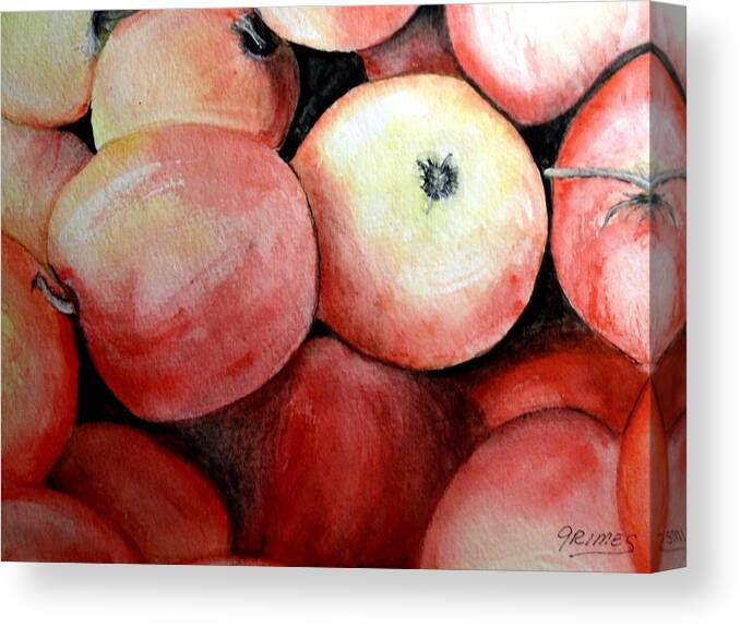 Apples Canvas Print featuring the painting Beautiful Gala Apples by Carol Grimes