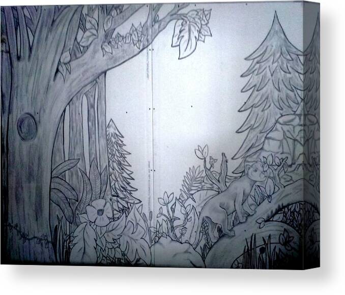 Panther In The Woods Canvas Print featuring the drawing Bedorest by Bella Mine