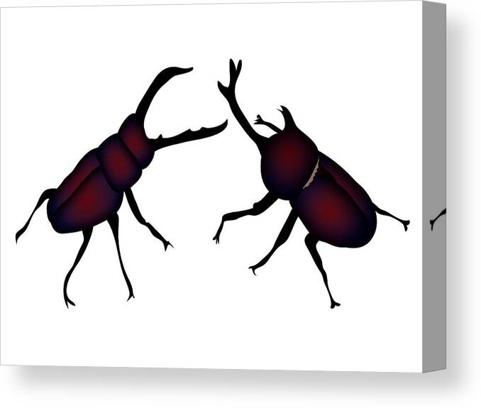  Canvas Print featuring the digital art Beetle and Stag beetle by Moto-hal