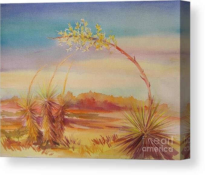 Desert Canvas Print featuring the painting Bending Yucca by Summer Celeste