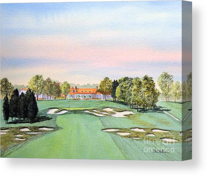 Bethpage State Park Golf Course Canvas Print featuring the painting Bethpage State Park Golf Course 18th Hole by Bill Holkham