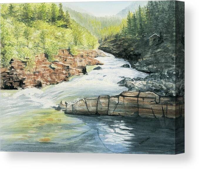 Big Fork River Canvas Print featuring the painting Big Fork by Mary Tuomi
