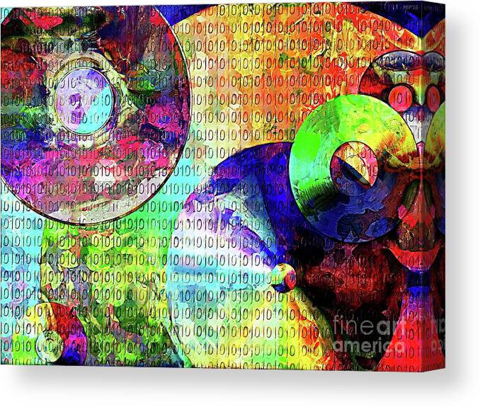 Binary Canvas Print featuring the digital art Binary Data Abstract by Phil Perkins